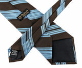 1970s Vintage Robert Talbott Handmade Silk Tie Mailliard's Dark Brown & Blue Striped Upscale Disco era Necktie