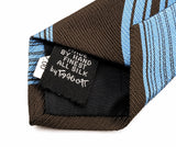 1970s Vintage Robert Talbott Handmade Silk Tie Mailliard's Dark Brown & Blue Striped Upscale Disco era Necktie