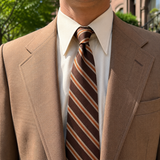 1970s Vintage Mister Guy All Silk Necktie Brown, Tan & Orange Striped Wide Tie Retro Men's Tie