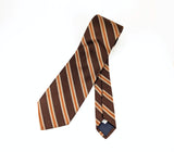 1970s Vintage Mister Guy All Silk Necktie Brown, Tan & Orange Striped Wide Tie Retro Men's Tie