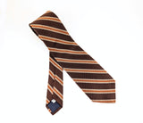 1970s Vintage Mister Guy All Silk Necktie Brown, Tan & Orange Striped Wide Tie Retro Men's Tie
