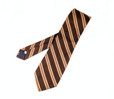 1970s Vintage Mister Guy All Silk Necktie Brown, Tan & Orange Striped Wide Tie Retro Men's Tie