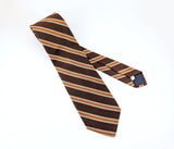 1970s Vintage Mister Guy All Silk Necktie Brown, Tan & Orange Striped Wide Tie Retro Men's Tie