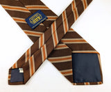 1970s Vintage Mister Guy All Silk Necktie Brown, Tan & Orange Striped Wide Tie Retro Men's Tie