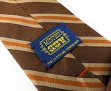 1970s Vintage Mister Guy All Silk Necktie Brown, Tan & Orange Striped Wide Tie Retro Men's Tie