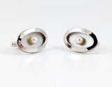 1950s-60s Mid-Century Modernist Marked JML Sterling & Pearl Cufflinks
