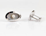 1950s-60s Mid-Century Modernist Marked JML Sterling & Pearl Cufflinks