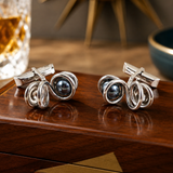 1960s SWANK Spiral Cufflinks Mid Century Modern Mad Men Era Modernist Silver Tone Metal Men's Vintage Cufflink Set with Hematite Balls