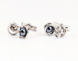 1960s SWANK Spiral Cufflinks Mid Century Modern Mad Men Era Modernist Silver Tone Metal Men's Vintage Cufflink Set with Hematite Balls