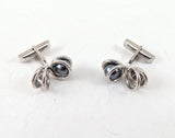 1960s SWANK Spiral Cufflinks Mid Century Modern Mad Men Era Modernist Silver Tone Metal Men's Vintage Cufflink Set with Hematite Balls