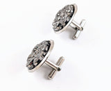 1960s Vintage Victorian Revival Abstract Relief Round Silver Cufflinks