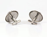 1960s Vintage Victorian Revival Abstract Relief Round Silver Cufflinks