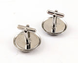 1960s Vintage Victorian Revival Abstract Relief Round Silver Cufflinks