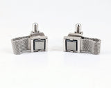 1960s SWANK Hematite Cufflinks Set Large Modernist Mad Men Era Silver Tone Metal Wrap-a-round Cuff Links Set