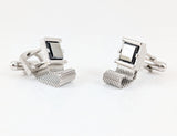 1960s SWANK Hematite Cufflinks Set Large Modernist Mad Men Era Silver Tone Metal Wrap-a-round Cuff Links Set