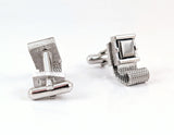 1960s SWANK Hematite Cufflinks Set Large Modernist Mad Men Era Silver Tone Metal Wrap-a-round Cuff Links Set