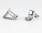1960s SWANK Hematite Cufflinks Set Large Modernist Mad Men Era Silver Tone Metal Wrap-a-round Cuff Links Set