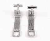 1960s SWANK Hematite Cufflinks Set Large Modernist Mad Men Era Silver Tone Metal Wrap-a-round Cuff Links Set