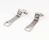 1960s SWANK Hematite Cufflinks Set Large Modernist Mad Men Era Silver Tone Metal Wrap-a-round Cuff Links Set