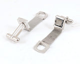 1960s SWANK Hematite Cufflinks Set Large Modernist Mad Men Era Silver Tone Metal Wrap-a-round Cuff Links Set