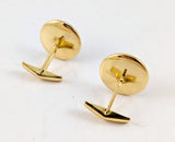 1960s Vintage Toledo Spain Damascene Cufflinks 24K Gold Inlay Circular Black Spanish Bullfighter Designs Men's Jewelry Original Card