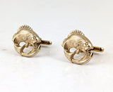 1950s Largemouth Bass Cufflinks Mad Men Era Men's Vintage Gold Tone Metal Cuff Links Set with leaping fish by HICKOK