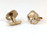 1950s Largemouth Bass Cufflinks Mad Men Era Men's Vintage Gold Tone Metal Cuff Links Set with leaping fish by HICKOK