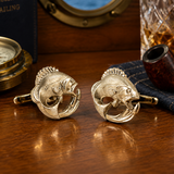 1950s Largemouth Bass Cufflinks Mad Men Era Men's Vintage Gold Tone Metal Cuff Links Set with leaping fish by HICKOK
