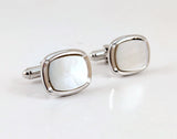 Vintage 1950s Shields Fifth Avenue Cufflinks Mother of Pearl Mid Century Men's Jewelry MOP Silver Tone