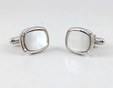 Vintage 1950s Shields Fifth Avenue Cufflinks Mother of Pearl Mid Century Men's Jewelry MOP Silver Tone