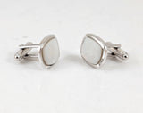 Vintage 1950s Shields Fifth Avenue Cufflinks Mother of Pearl Mid Century Men's Jewelry MOP Silver Tone