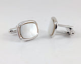 Vintage 1950s Shields Fifth Avenue Cufflinks Mother of Pearl Mid Century Men's Jewelry MOP Silver Tone