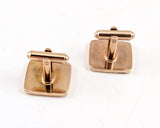 1960s Vintage HICKOK U.S.A. men's cufflinks featuring a striking mid-century modernist design in gold tone and black enamel.