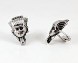 1960s Egyptian Pharaoh Cufflinks Large Sculptural Silver Tone Vintage Men's Egyptian Revival Statement Jewelry