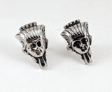 1960s Egyptian Pharaoh Cufflinks Large Sculptural Silver Tone Vintage Men's Egyptian Revival Statement Jewelry