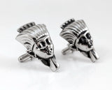 1960s Egyptian Pharaoh Cufflinks Large Sculptural Silver Tone Vintage Men's Egyptian Revival Statement Jewelry