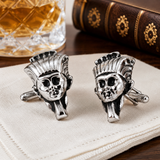 1960s Egyptian Pharaoh Cufflinks Large Sculptural Silver Tone Vintage Men's Egyptian Revival Statement Jewelry