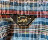 1970s Vintage LEE Western Shirt Men's Cowboy Style Long Sleeve Plaid Pearl Snap Western Wear Shirt by Lee - Size XL