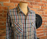 1970s Vintage LEE Western Shirt Men's Cowboy Style Long Sleeve Plaid Pearl Snap Western Wear Shirt by Lee - Size XL