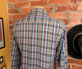 1970s Vintage LEE Western Shirt Men's Cowboy Style Long Sleeve Plaid Pearl Snap Western Wear Shirt by Lee - Size XL