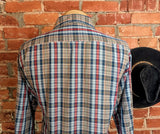 1970s Vintage LEE Western Shirt Men's Cowboy Style Long Sleeve Plaid Pearl Snap Western Wear Shirt by Lee - Size XL