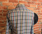 1970s Vintage LEE Western Shirt Men's Cowboy Style Long Sleeve Plaid Pearl Snap Western Wear Shirt by Lee - Size XL