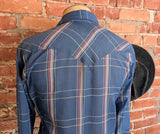 1970s Vintage Wrangler Western Shirt Blue, Pink & White Plaid Pearl Snap Long Sleeve Cowboy Shirt by Wrangler - Size XL