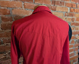 1970s Vintage Vibrant Red Western Shirt Men's Cowboy Style Long Sleeve Pearl Snap Shirt by Malco Modes San Francisco - Size LARGE