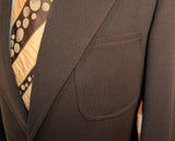 1970s Vintage Brown Knit Polyester Suit Jacket, Wide Lapels, Paisley Lining, Union Made Blazer by MERIT - Size 40 Long (MEDIUM)