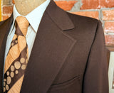 1970s Vintage Brown Knit Polyester Suit Jacket, Wide Lapels, Paisley Lining, Union Made Blazer by MERIT - Size 40 Long (MEDIUM)