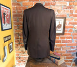 1970s Vintage Brown Knit Polyester Suit Jacket, Wide Lapels, Paisley Lining, Union Made Blazer by MERIT - Size 40 Long (MEDIUM)