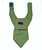 1970s Vintage Hardy Amies Ascot Tie, Men's Green Ornate Patterned Pre-tied Ascot with Velcro Closure, London, British MOD