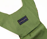 1970s Vintage Hardy Amies Ascot Tie, Men's Green Ornate Patterned Pre-tied Ascot with Velcro Closure, London, British MOD