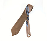 1970s Vintage Lilly Daché Geometric Necktie, Disco Era Brown and Blue Polyester and Silk Blend Abstract Men's Tie
